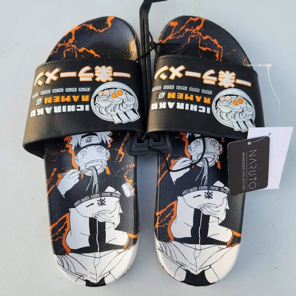 NEW Naruto Anime Ramen Men’s Size 7 Slippers Sandals Slides Shippuden Ichiraku R